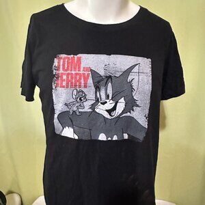 Tom & Jerry Men's Black T Shirt Size Large